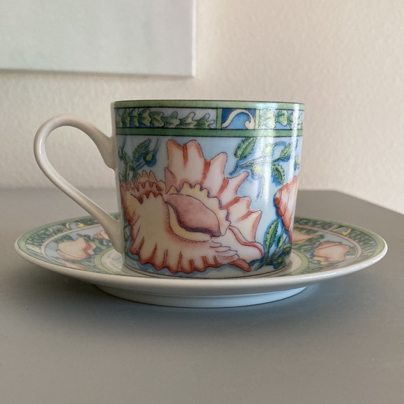 Siddhia Hutchinson Sea Garden Andrea by Sadek Japan (4) Cups Saucers Demitasse - Picture 11 of 16
